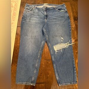 Abercrombie & Fitch The Mom High Rise Curve Love Dark Wash Hole Jeans size 22